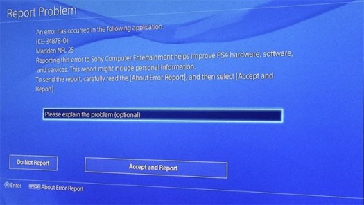 playstation 4 error