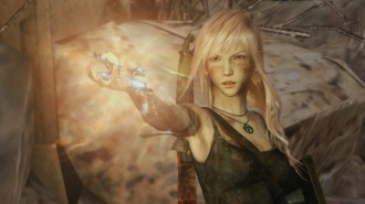 Главната героиня в Lightning Returns: Final Fantasy 13 с костюм на Лара Крофт
