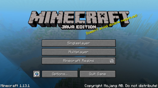 minecraft start screen